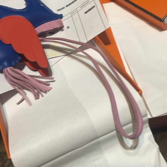 Hermes Accessoire De Sac Rodeo MM Pegase Pegasus Agneau Milo/Veau Swift BLUE New - Picture 7 of 8